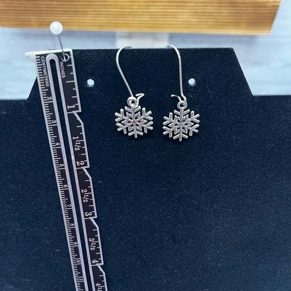 Silver Tone Snowflake Earrings - Picture 2 of 2